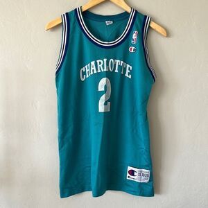 90s Vintage Charlotte Hornets Larry Johnson Jersey
